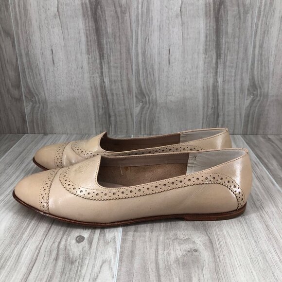 Liz Claiborne Flats Womens 8.5M Cream Leather Slip On Loafer Shoes - Picture 4 of 11